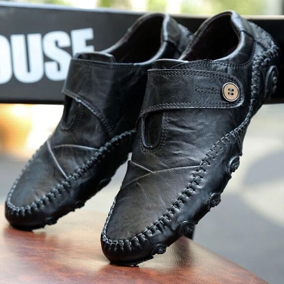 Buyup Leather Lifestyle Boat Shoes Men's 9.5 Black Casual Loafer Catwalk Sneaker - Picture 5 of 14